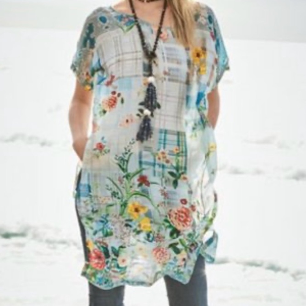 Johnny Was Floral Plaid Long Tunic